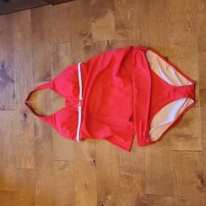 Tropical Escape two piece red swimsuit, NWT, size 14